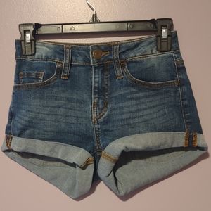SO High Rise Shortie Denim Shorts